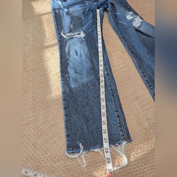 Anthropologie Pilcro Size 30 Distressed Vintage Straight High Rise Raw Hem Jeans - Picture 6 of 11